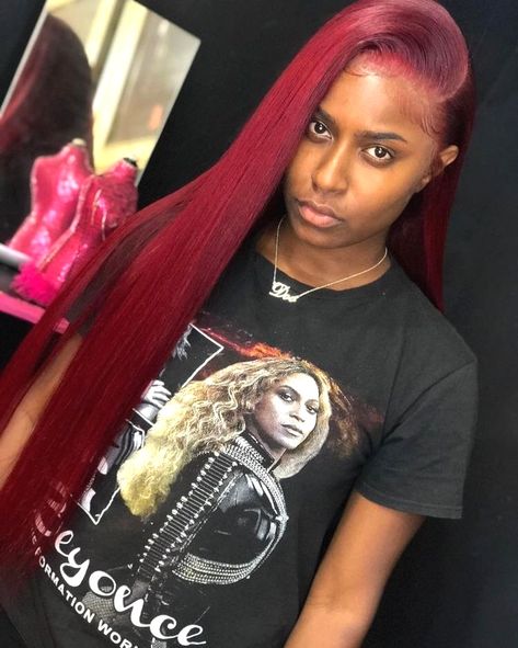 Red Hair Color Black Women, Hair Color Black Women, Hair Color For Dark Skin, Medium Length Hair Straight, Virtual Hairstyles, Wedding Hair Colors, Sew In Hairstyles, Hair Color Black, Hair Color Burgundy