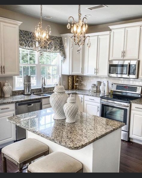 White Kitchen Design, Kitchen Inspiration Design, Kitchen Redo, Beautiful Gif, Counter Tops, Kitchen Remodel Idea, Kitchen Layout, Diy Kitchen, Kitchen Counter