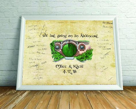 Lord of the Rings Hobbiton Guestbook alternative; We're going on an adventure! Going On An Adventure, Chelsea Wedding, Cat Wedding, Wedding Guest Book Alternatives, Wonderland Wedding, The Lord Of The Rings, Marriage Is, Guest Book Sign, Guest Book Alternatives