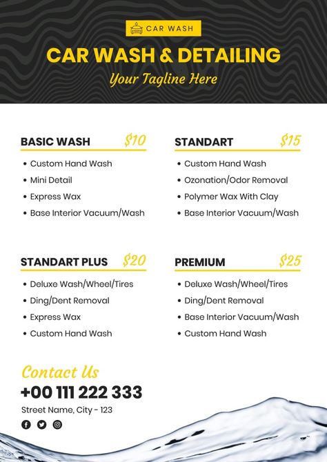 Mobile Detailing Price List, Car Wash Business Plan, Auto Detailing Price List, How To Start A Car Detailing Business, Car Wash Business Ideas, Auto Shop Logo, Car Detailing Business, Car Wash Prices, Car Wash Company