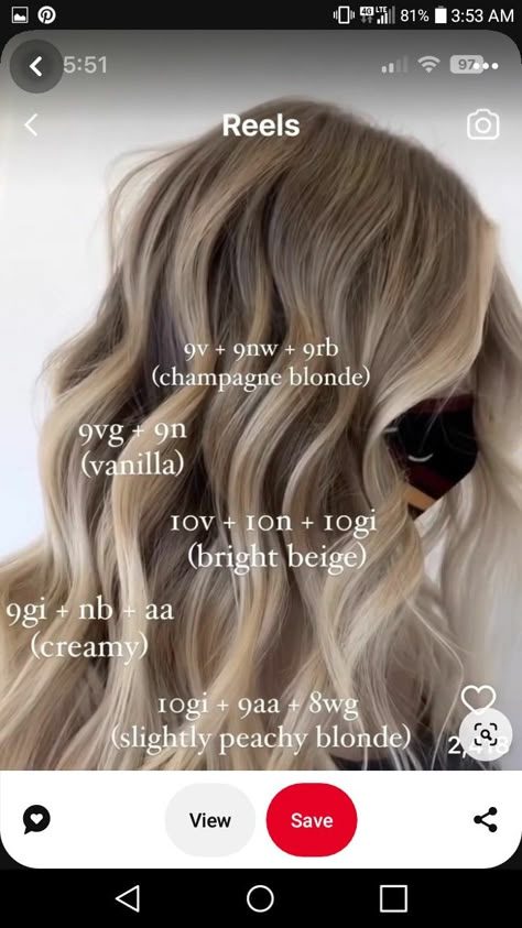 Cool Blonde Redken Formula, Shades Eq Sandy Blonde Formula, 09nb Shades Eq, Sandy Blonde Shades Eq Formula, Beige Blonde Shades Eq Formula, Hair School Ideas, Redken Shades Formulas, Sandy Hair Color, Toner Recipes