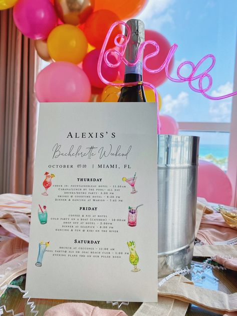 Coed Bachelor Bachelorette Party, Bachelorette Party Camping, Custom Champagne Labels, Miami Bachelorette, Miami Bachelorette Party, Bride To Be Balloons, Retro Bride, Bridal Boxes, Bachelor/bachelorette Party