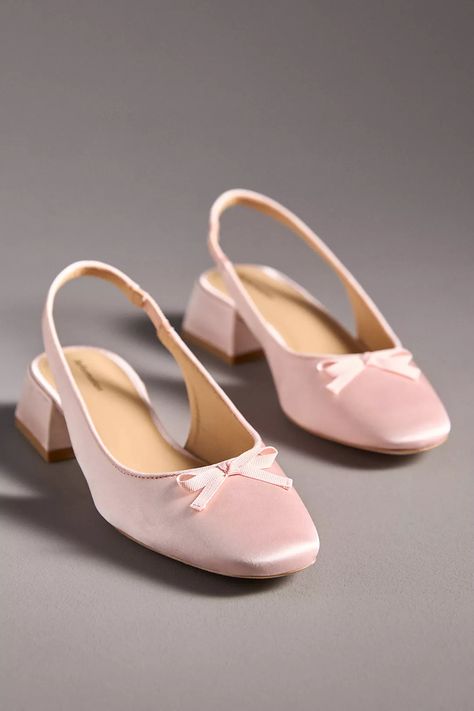 Reformation Margarita Slingback Heels | Anthropologie Sunday Clothes, The Reformation, Fest Outfits, Short Heels, Slingback Heels, Pink Fits, Pink Heels, Slingback Heel, Vintage Inspired Design