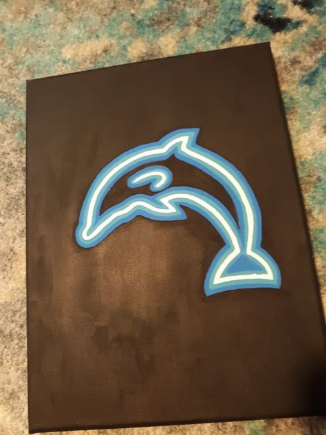 Drawings To Do With Posca Markers, Simple Neon Painting Ideas, Things To Draw With Posca Markers, Neon Glow Painting Canvas, Dolphin Painting Acrylic Easy, Neon Painting Ideas Easy, Dolphin Canvas Painting, Ocean Posca Art, Canvas Painting Ideas Dolphins