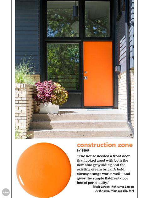 Mid Century Orange Door, Mid Century Doors Entrance, Modern Black House Exterior, Mid Century Front Door, Mcm Exterior, Mid Century Doors, Modern Black House, Modern Siding, Mid Century Modern Door