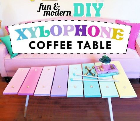 xylophone coffee table Restoration Hardware Table, Chalk Paint Makeover, Painted Coffee Tables, Antique Side Table, Diy End Tables, Plan Toys, Diy Coffee Table, Diy Coffee, Yarn Diy