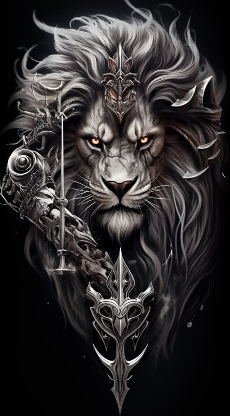 Top art curated by ThetaCursed, License: CC BY-NC 4.0 Warrior Lion Tattoo, Wolf Tattoo Shoulder, Tiger Art Drawing, Drawing Of A Lion, Lion Background, Totem Tattoo, Filigree Tattoo, Lions Logo, Spartan Tattoo