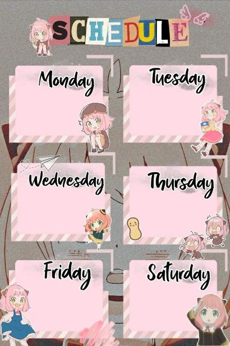 Anime Weekly Planner, English Planner, Anime Schedule, Subject Labels, Homework Planner, School Timetable, Weekly Planner Free, Your Name Anime, Planner Writing