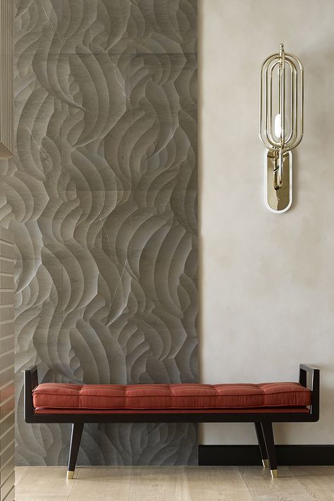 Marble Self Design, Abstract Wall Design Interiors, Wall Patterns Texture, Hotel Feature Wall, Curved Wall Design, Interior Stone Wall Ideas, Marble Wall Design, Carved Stone Wall, Marble Wall Panel