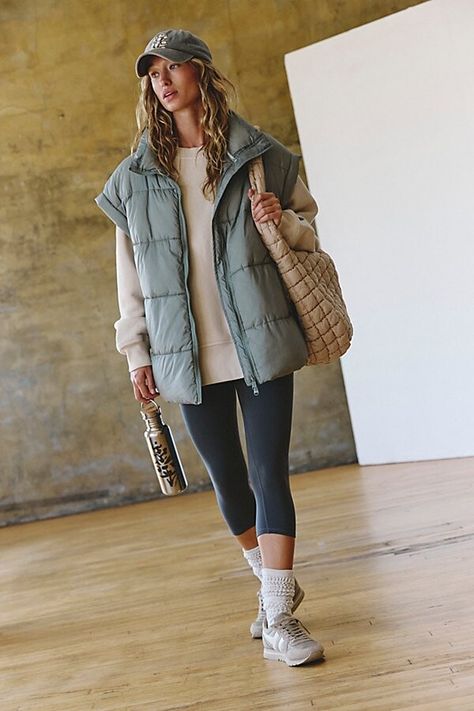 In A Bubble Puffer Vest Oversized Puffer Vest Outfit, Oversized Puffer Vest, Puffy Design, Puffer Vest Outfit, Oversized Puffer, Small Scissors, Cold Fits, Free People Clothing, Athleisure Outfits