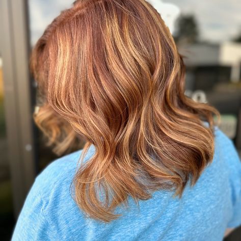 Pumpkin spice season here we come! @joyofsacredhair killed the cut @schwarzkopfusa lightener @kevin.murphy 6.34 on those roots for depth @moroccanoilpro 10.3 for a gloss #foil #balayage #highlights #copper #red #blonde #fallhair #fallhaircolor #fallhairtrends #hairinspo #seattle #renton #kent #tacoma #pnw #sacredhairco #kenthair #rentonhair #seattlehair #hairatylist #copperhair #moroccanoil Pumpkin Spice Hair With Money Piece, Pumpkin Spice Hair Shades Eq, Bright Copper Money Piece, Kristin Ess Hair Gloss Copper Penny, Fall Hair Trends, Pumpkin Spice Season, Fall Hair Color, Copper Hair, Moroccan Oil