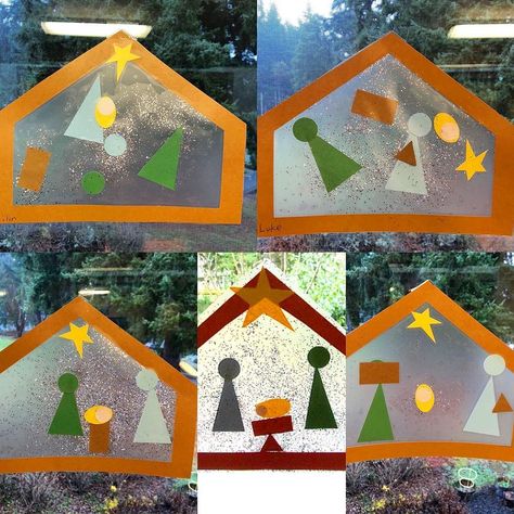 Manger suncatchers - not everyone made one but I love sharing them every year. It’s fascinating to me how some think about how shapes work,… | Instagram Christmas Sunday School Crafts, Religious Christmas Crafts, Christian Christmas Crafts, Nativity Scene Crafts, Nativity Craft, Christmas Sunday School, Advent Crafts, Jesus Crafts, Catholic Christmas