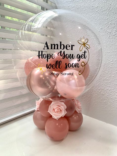 Custom balloon #globos Get Well Soon Bobo Balloon, Bono Ballon Ideas, Stuffed Bobo Balloon Ideas, Bobo Balloon Ideas Birthday, Bubble Balloon Ideas, Get Well Soon Balloons, Bobo Balloon Bouquet, Bobo Balloon Ideas, 75th Birthday Invitations