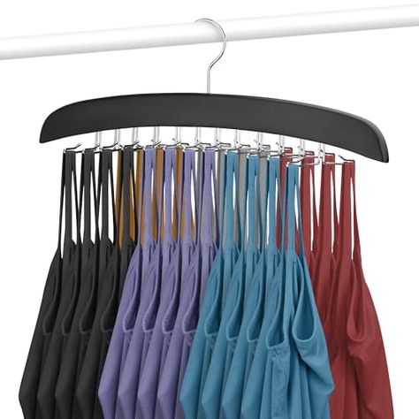 OMHOMETY 1 Pack Tank Top Hangers, Space Saving Bra Organizer, 24 Adjustable Hooks, Non-Slip Hanging Holder, Closet Organizers and Storage for Tank Tops Bras Camisoles Ties Swimsuits Black Bra Holder, Tank Top Hanger, Bra Organizer, Bra Hanger, Swimsuits Black, Bra Organization, Tie Swimsuit, Space Saving Hangers, Camisole Bra