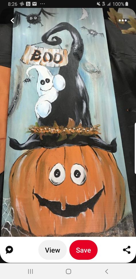 Painted Halloween Signs, Fall Porch Leaners, Halloween Canvas Paintings, Fall Canvas Painting, Fall Pumpkin Crafts, Halloween Wood Crafts, Easy Acrylic Painting, Zucca Halloween, Halloween Crafts Decorations