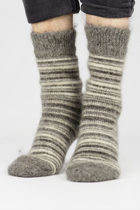 Warm and thick woolen socks for men. Made with a knitting machine from wool yarn with goat down. Woolen Socks, Best Socks, Wool Accessories, Thick Socks, Socks For Men, Wool Socks, Knitting Machine, Knit Pattern, Machine Knitting