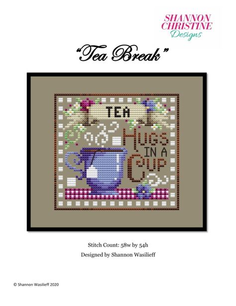 Cross Stitch Kitchen, Printable Chart, Tea Coaster, Tea Break, Business Checks, Pdf Patterns, Pattern Paper, Cross Stitch Pattern, Cross Stitch Embroidery