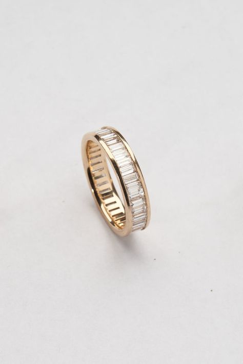 Gold Diamond Baguette Ring, Meaningful Wedding Rings, Statement Wedding Band, Baguette Band Engagement Ring, Channel Set Baguette Wedding Band, Vintage Wedding Ring Stack, Thick Band Wedding Rings, Engagement Rings And Wedding Bands Set, Baguette Wedding Bands