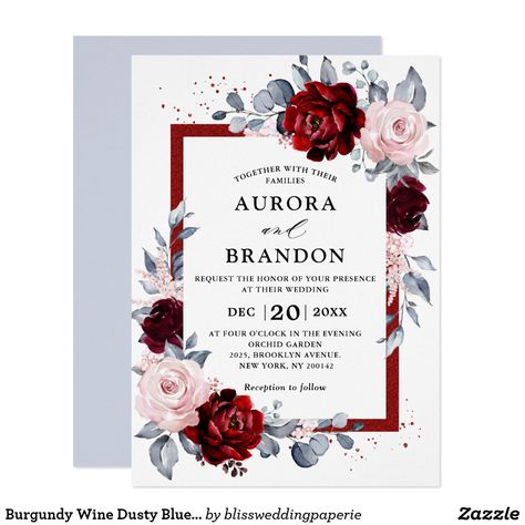 Elegant Floral Wedding, Floral Invitations Template, Elegant Bouquet, Peony Wedding, Floral Wedding Invitation, Beautiful Wedding Invitations, Simple Wedding Invitations, Burgundy Wine, Burgundy Wedding