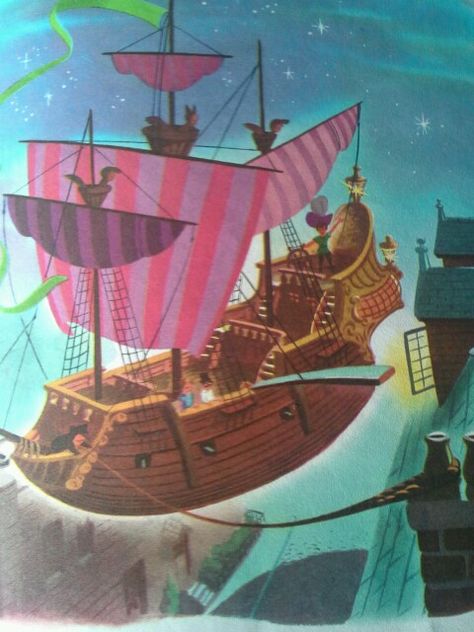 :) Childrens Art Wall, Neverland Room, Pirate Banner, Vintage Disney Art, Peter Pan Art, Peter Pan 1953, Peter Pan Tinkerbell, Mary Blair, Storybook Art