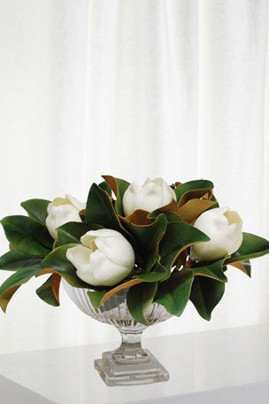 HD4UM Winward Magnolia in Stripe Cut Bowl Magnolia Centerpiece, Magnolia Wedding, Green Orchid, Peonies And Hydrangeas, Wine Bucket, Rose Centerpieces, Faux Floral Arrangement, Orchid Arrangements, Magnolia Leaves