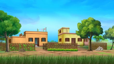 2d animation cartoon village background ... | Premium Photo #Freepik #photo #house #home #sky #nature 2d Cartoon Background, Cartoon Home Background, Cartoon Village Background, Village Background Indian, Village Animation, Cartoon Background Design, Cartoon Background Images, Copul Pic, Cartoon Village