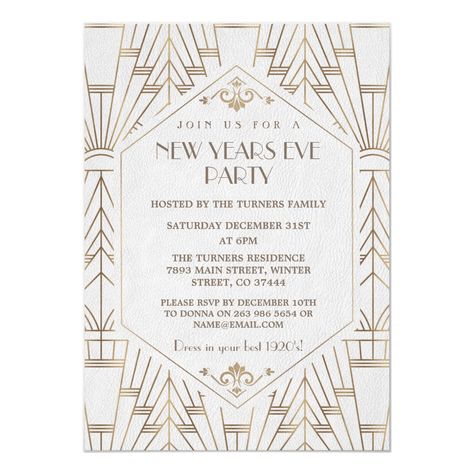 Great Gatsby Party Invite, Vintage Card Design, Gatsby Design, Great Gatsby Invitation, New Year Party Invitation, Great Gatsby Art, Gatsby Art, Great Gatsby Party, New Year's Eve Celebrations