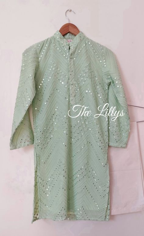 Light Green Kurta For Men, Baby Boy Fashion Clothes, Boys Dresses, Boys Party Wear, Mirror Work Kurta, Choli Design, Boys Waistcoat, Light Up Dresses, Boys Kurta Design