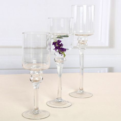 Clear Candle Holders, Clear Candle, Glass Vases Centerpieces, Clear Glass Candle Holders, Clear Candles, Candle Pedestal, Flower Candle Holder, Candleholder Centerpieces, Tealight Candle Holder