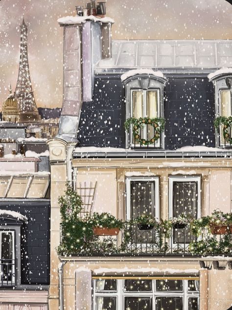 Snowy Paris, Paris Christmas, Paris Illustration, Eiffel Tower Print, Paris Poster, Plakat Design, Christmas Feeling, Paris Print, Paris Art