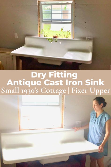 Cast Iron Sink Kitchen, Cast Iron Kitchen Sinks, Cast Iron Sink, Fixer Upper House, Homesteading Diy, Handmade Kitchen, Handmade Kitchens, Cast Iron Cookware, Antique Cast Iron