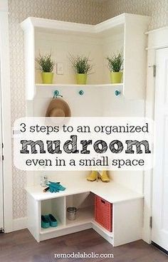 Corner Entryway Bench, Corner Mudroom, Organized Mudroom, Mudroom Inspiration, Drop Station, Basement Door, Small Mudroom, Laundry Room/mudroom, Laundry Room/mud Room