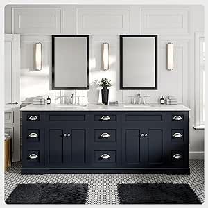 Eviva Epic Charcoal Gray 84 Inch Bathroom Vanity with Carrara Quartz Countertop -Solid Wood Double Sink Bathroom cabinets with Sink - 84 inch Vanity Bathroom with Double Sink 84 Inch Bathroom Vanity, Widespread Faucet, Double Sinks, Gray Vanity, Cabinet Fronts, Quartz Counter, Bathroom Counter, Double Bathroom, Double Sink Bathroom