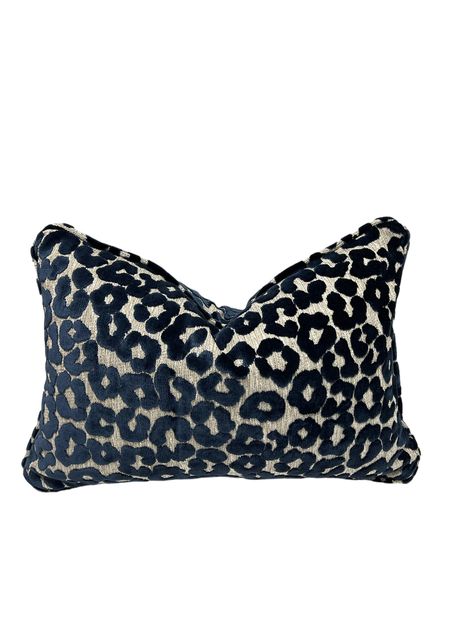 Introduce a touch of wildness to your living space with our Cut Velvet Navy Leopard Pillow Cover. Embrace the ever-popular animal print trend with this luxurious and eye-catching design. Crafted from soft and durable velvet, this lightweight pillow cover is not only stylish but also incredibly comfortable. Elevate the look of your sofa or bed effortlessly with the timeless charm of leopard print - a perfect addition to any modern or eclectic home décor. Our talented team would be happy to help y Leopard Print Lumbar Pillow, Cheetah Throw Pillows, Leopard Throw Pillow, Leopard Interior Design, Leopard Print Bedroom Ideas, Navy Blue Room Decor, Navy Room Decor, Cheetah Print Pillow, Chanel Home Decor