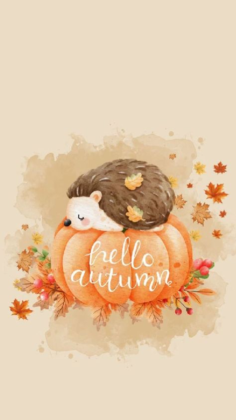 Cute Fall Wallpaper Quotes, Aesthetic Background Autumn, Fall Cellphone Wallpaper, Hello Autumn Quotes, Hello Autumn Illustration, Hello Fall Wallpapers, Hello Autumn Wallpaper, Pumpkin Wallpaper Aesthetic, Simple Pumpkin Carving Ideas