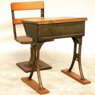 We found a desk just like this yesterday, for our typewriter :) Old School Desk, Antique School Desk, Old School Desks, Student Chair, Old School House, School Desk, Teacher Desk, Teachers Pet, School Desks