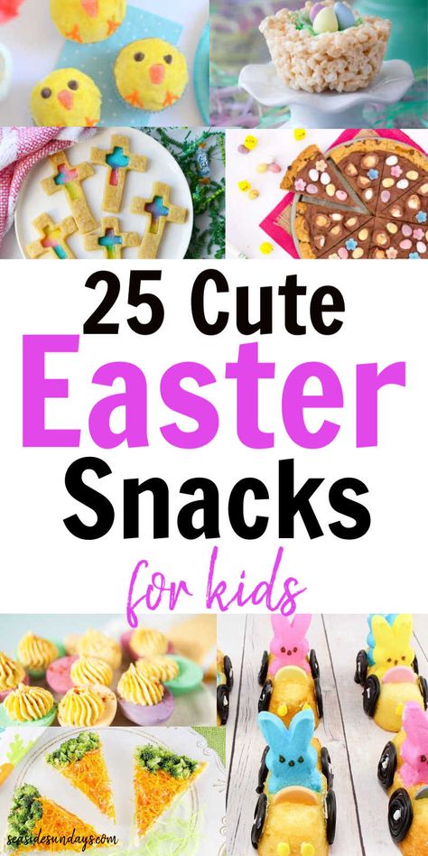 Cute Easter snacks for preschoolers! Tons of cute Easter ideas for school parties, Sunday school Easter events and family gatherings. If you are looking for cute Easter desserts and treats, this list is packed with great options including gluten-free, dairy-free and healthy Easter snacks for kids. Easter Ideas For School, Easter Snack Ideas, Easter Snacks For Kids, Fun Easter Ideas, Healthy Easter Snacks, Cookout Desserts, Cute Easter Desserts, Easter Snack, Easter Events