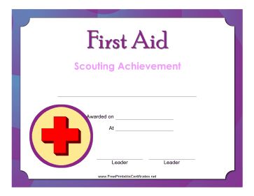 Girl Scout Juniors who demonstrate good first aid skills can earn this certificate with a purple circular badge and red cross. Free to download and print First Aid Certificate, Printable Border, Girl Scout Juniors, Printable Certificates, Marriage Anniversary, Free Girl, Certificate Design, Holiday Printables, Jokes For Kids