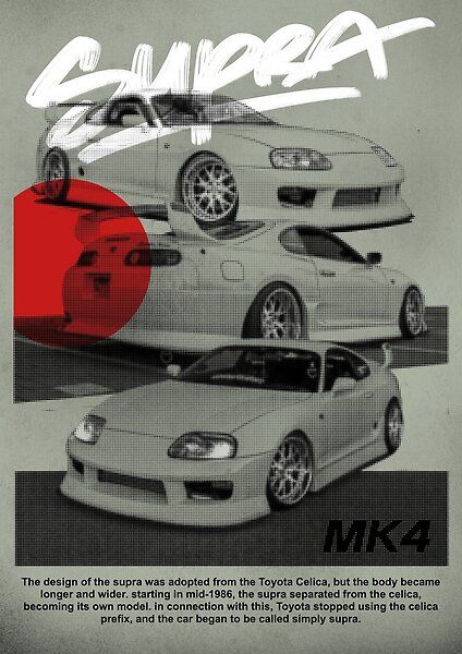 Toyota Supra MK4 Poster Supra Mk4 Poster, Supra Poster, Mk4 Supra, Supra Turbo, Toyota Supra Turbo, Supra Mk4, Toyota Supra Mk4, Car Poster, Magazine Cover Design