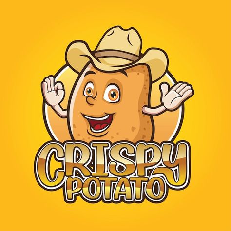 Potato Logo Design, Fries Logo, Potato Cartoon, Vegetable Logo, Potato Drawing, Japanese Packaging, Cartoon Food, Beautiful Logos Design, Cartoon Photo