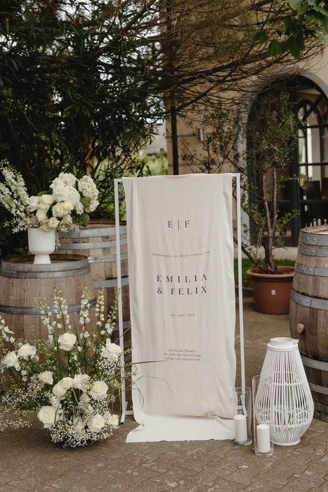 The highlight of every wedding made of linen fabric in the color "ecru". This individual banner not only serves as an entrance or welcome sign, but also as a popular photo motif. After the celebration, you can hang it in your home as a souvenir or home decoration. - Custom text on linen in the highest quality with 230.00 g/m² - personalize your banner with name, date, initials and optional quote - for hanging on a rod or stand, a rod pocket is sewn into the fabric - the edges are not finished to Ikea Mulig Wedding Sign, Wedding Fabric Sign, Wedding Linen Sign, Welcome Signs Wedding Entrance, Fabric Welcome Sign Wedding, Linen Wedding Welcome Sign, Blankets At Wedding, Linen Welcome Sign Wedding, Linen Wedding Sign