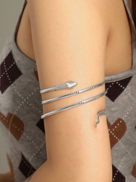 Silver Fashionable   Zinc Alloy  Arm Cuff    Jewelry Body Chains, Bracelets Design, Snake Bracelet, Snake Design, Arm Cuff, Bangle Designs, Valentines Jewelry, Cuff Bangles, Jewelry Lover