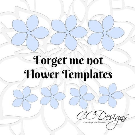 Small DIY Paper Flower Templates & Tutorial Forget me not Paper Bouquet Wedding, Simple Paper Flower, Paper Flower Templates, Paper Roses Diy, Paper Flower Kit, Tissue Paper Crafts, Arts And Crafts For Teens, Forget Me Not Flowers, Forget Me Not Flower