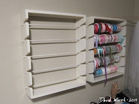 ribbon rack, wall mount Wrapping Storage, Ribbon Rack, Craft Room Organization Storage, Balloon Hacks, Ribbon Holders, Ribbon Organization, Sewing Room Storage, Ribbon Storage, Dream Craft Room