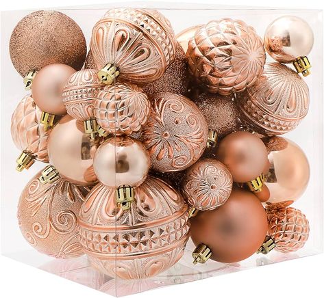 Amazon.com: Christmas Ball Ornaments Baby Blue Christmas Tree Decorations with Hang Rope-36pcs Shatterproof Christmas Ornaments Set with 6 Styles in 3 Sizes(Small Medium Large) : Home & Kitchen Rose Gold Christmas Tree Decorations, Blue Christmas Tree Decorations, Rose Gold Christmas Decorations, Rose Gold Christmas Tree, Gold Christmas Tree Decorations, Rose Gold Christmas, Christmas Ball Ornaments, Blue Christmas Tree, Holiday Tree Decorations