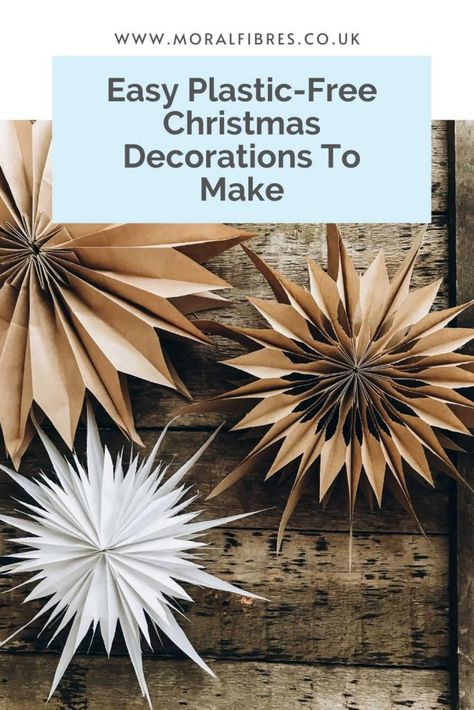 Plastic Free Christmas Decorations, Make Paper Christmas Decorations, How To Make Paper Xmas Decorations, Christmas Decor Ideas Eco Friendly, Christmas Eco Friendly Decorations, Eco Friendly Xmas Decorations, Sustainable Xmas Decorations, Eco Friendly Holiday Decor, Compostable Christmas Decorations