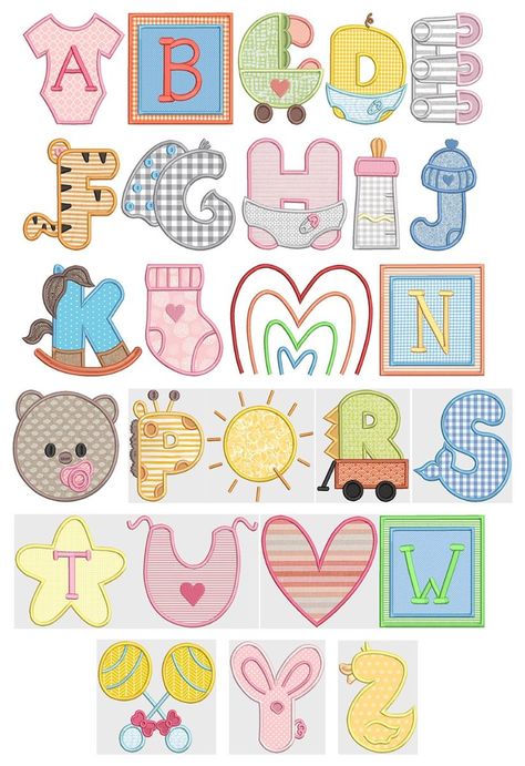 Baby Fever Applique Alpha Baby Fonts Alphabet, Applique Alphabet, Cute Fonts Alphabet, Hand Lettering Worksheet, Lettering Styles Alphabet, Baby Applique, Graffiti Lettering Fonts, Hand Lettering Tutorial, Lettering Alphabet Fonts