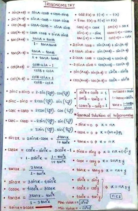 mathematics Math Formula Chart, Algebra Formulas, Formula Chart, خريطة ذهنية, Learning Mathematics, Math Tutorials, Study Flashcards, Math Notes, Basic Math Skills