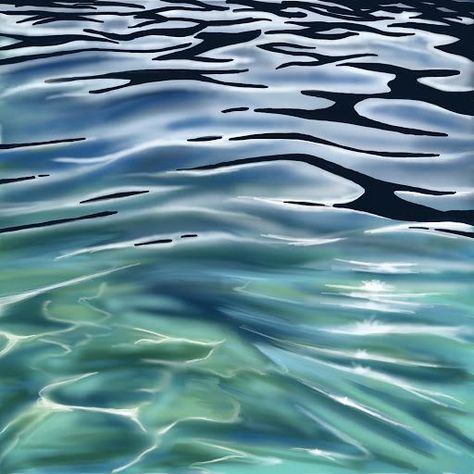 Water Nature Painting, Ocean Waves Reference, Water From Below, Surreal Water Art, Water Painting Reference, Water Surface Painting, How To Draw Water Ripples, Water Art Reference, Water Ripples Painting