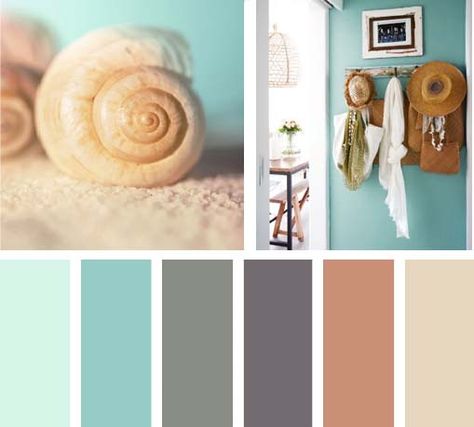 Siente  la arena en tus pies, huele la brisa del mar al entrar a tu casa con esta paleta de colores en colores turquesa y cafés. Grey And Brown Living Room, Color Home Decor, Bedroom Color Combination, Color Home, Perfect Paint Color, Instagram Background, Design Apartment, Color Balance, Interior Deco